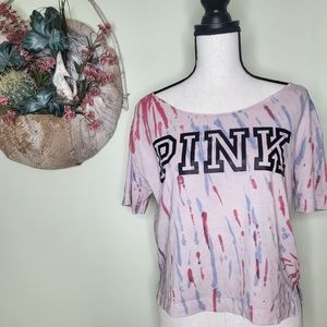 Pink Tie Dye Crop Top Womens XS